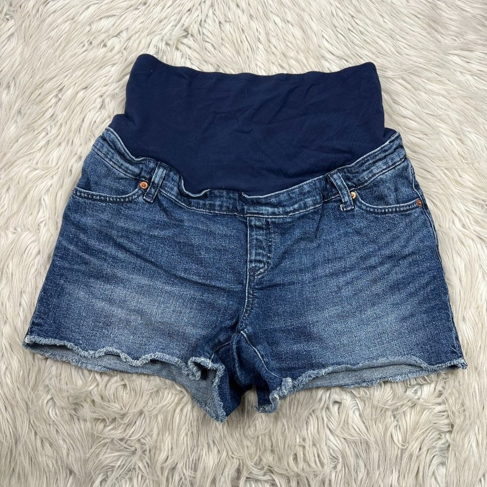 Gap Belly Band Denim Shorts Raw Hems